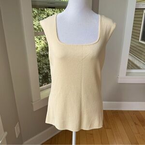 Jones New York Butter Yellow Ribbed Square Neck Sleeveless Knit Top Size XL New